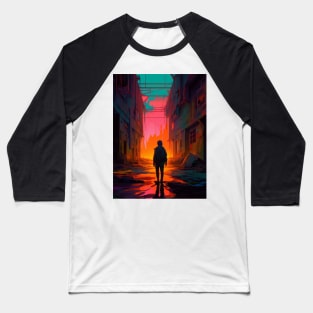 lost boy in a cyber neon cityscape Baseball T-Shirt